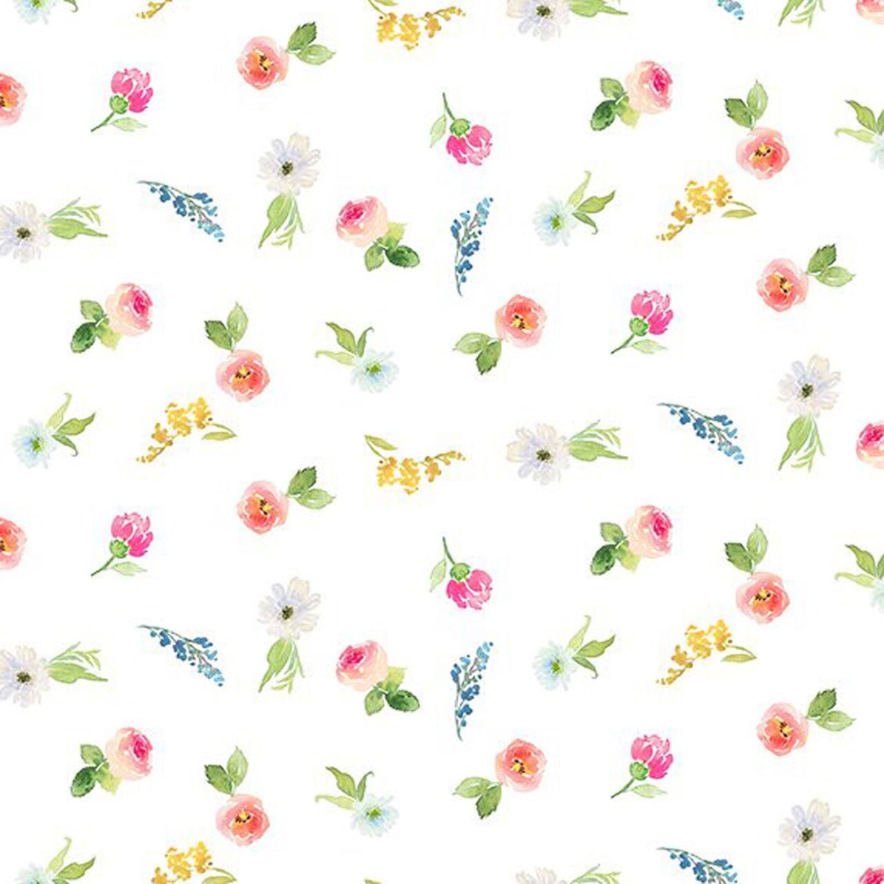 Victoria White Small Flowers Floral Cotton Fabric In the Beginning by the yard